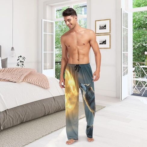 AIXIWAWA Moon Night Wolf Mens Pajama Pants Cozy Sleepwear Lounge PJ Bottoms with Pockets Drawstring S in Saudi Arabia