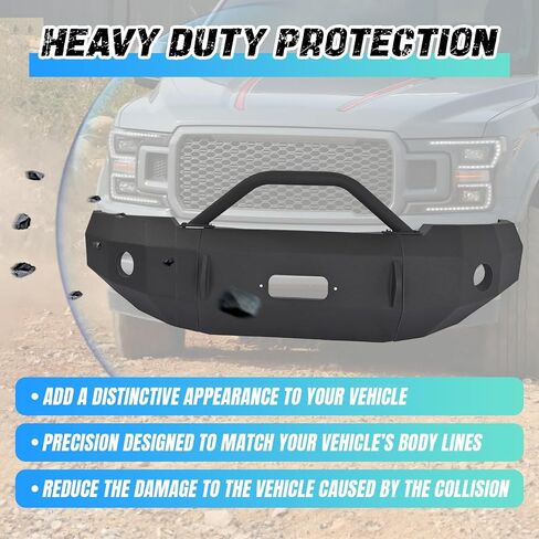 KUAFU Front Bumper Compatible with 1997-2003 Ford F150 with Bull Bar Winch Plate Steel Powder Coated Black - 2 Packages in Saudi Arabia