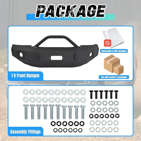 KUAFU Front Bumper Compatible with 1997-2003 Ford F150 with Bull Bar Winch Plate Steel Powder Coated Black - 2 Packages in Saudi Arabia