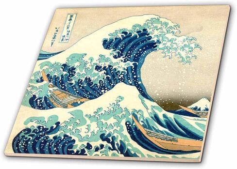 3dRose ct_155631_2 The Great Wave Off Kanagawa بواسطة الفنان الياباني Hokusai Dramatic Blue Sea Ocean Ukiyo-E طباعة 1830 بلاط سيراميك، 6 بوصة in Kuwait
