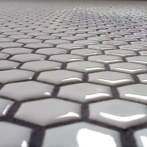 Tenedos 1-Inch White Glossy Hexagon Porcelain Mosaic Tile for Bathroom Wall, Kitchen Backsplash, Shower Floor, and Decorative Accent Walls - 1 Sheet in Saudi Arabia