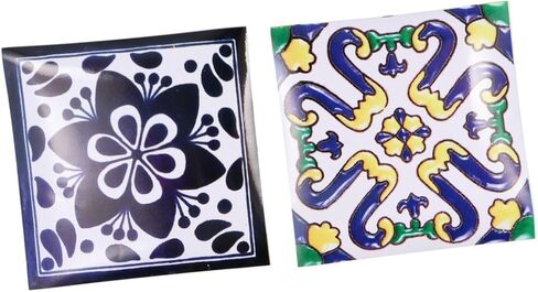 24pcs Tile Stickers Self-Adhesive Waterproof Sticker Retro Bohemian Style Heat-Resistant Mexican Tile Decals Art for Walls Kitchen backsplash Bathroom in Saudi Arabia