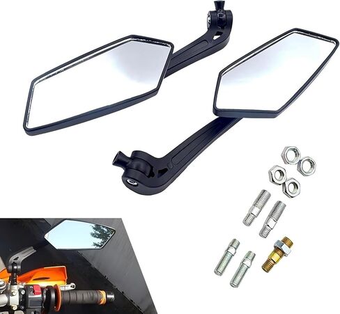 2 PCS Universal Motorcycle Rear View Mirrors with Installation Bolts, Convex Handlebar Mount Side Mirror Compatible with Scooter, ATV, Dirt Bike and Cruiser (Black) in Saudi Arabia