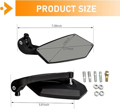 2 PCS Universal Motorcycle Rear View Mirrors with Installation Bolts, Convex Handlebar Mount Side Mirror Compatible with Scooter, ATV, Dirt Bike and Cruiser (Black) in Saudi Arabia
