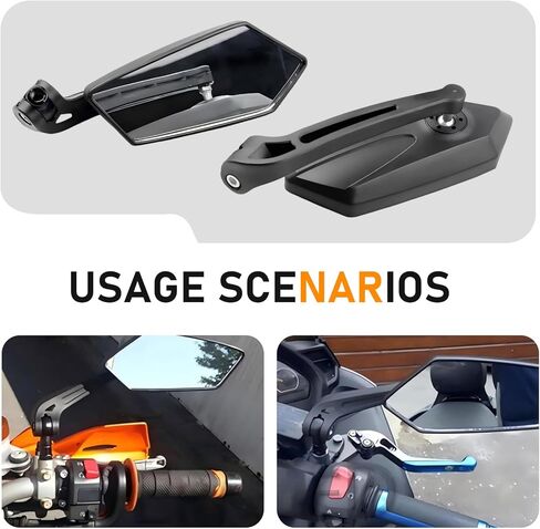 2 PCS Universal Motorcycle Rear View Mirrors with Installation Bolts, Convex Handlebar Mount Side Mirror Compatible with Scooter, ATV, Dirt Bike and Cruiser (Black) in Saudi Arabia