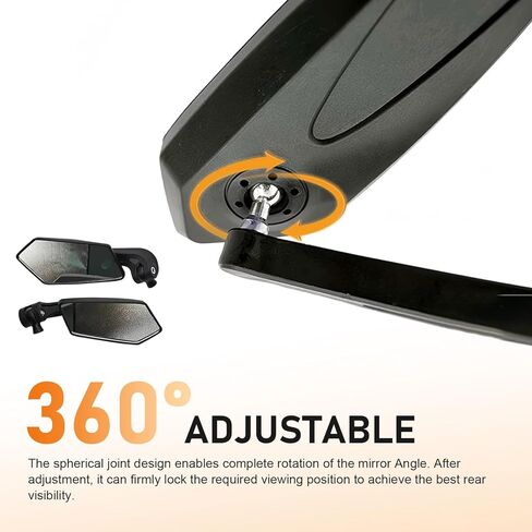 2 PCS Universal Motorcycle Rear View Mirrors with Installation Bolts, Convex Handlebar Mount Side Mirror Compatible with Scooter, ATV, Dirt Bike and Cruiser (Black) in Saudi Arabia