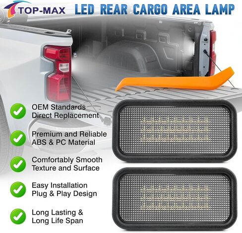 مصباح سرير شاحنة LED من TOP-MAX لـ 2019-2026 Chevy Silverado GMC Sierra 1500 2500HD 3500 HD 6000K أبيض LED، مصابيح سرير شحن ساطعة لـ 2024 2025 Sierra EV Cadillac Escalade IQ (2-PACK) in Saudi Arabia