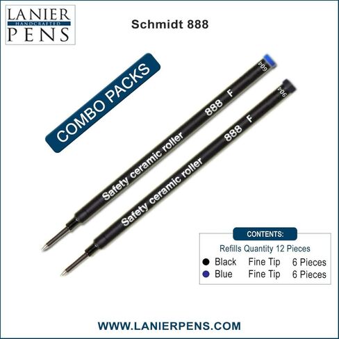 عبوة من 12 قطعة - عبوة إعادة تعبئة كرة دوارة من السيراميك الآمن Schmidt 888 F حبر أسود/أزرق برأس رفيع in Saudi Arabia