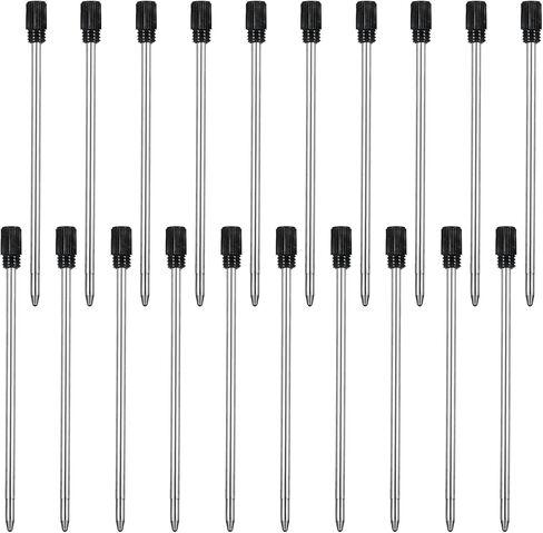20PCS 2.75in Black Ballpoint Pen Refills, Replaceable 1mm Tip Black Ink Refill Metal Medium Point D1 Refills Metal Ink Pens Refill in Saudi Arabia