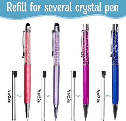 20PCS 2.75in Black Ballpoint Pen Refills, Replaceable 1mm Tip Black Ink Refill Metal Medium Point D1 Refills Metal Ink Pens Refill in Saudi Arabia
