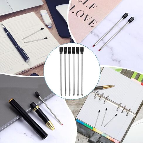 20PCS 2.75in Black Ballpoint Pen Refills, Replaceable 1mm Tip Black Ink Refill Metal Medium Point D1 Refills Metal Ink Pens Refill in Saudi Arabia