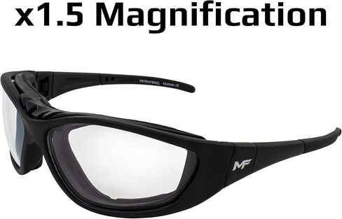 نظارات باتريوت مبطنة ثنائية البؤرة لركوب الدراجات النارية باللون الأسود مع عدسة شفافة + تكبير 1.5 Z78.1 + نظارات تتحول إلى نظارات واقية in Kuwait