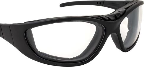 نظارات باتريوت مبطنة ثنائية البؤرة لركوب الدراجات النارية باللون الأسود مع عدسة شفافة + تكبير 1.5 Z78.1 + نظارات تتحول إلى نظارات واقية in Kuwait