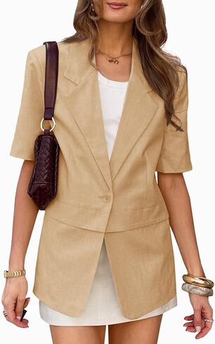 Cicy Bell Womens Dressy Casual Short Sleeve Blazer Summer Oversized Loose Fit Work Office Lapel Suit Jacket in Saudi Arabia