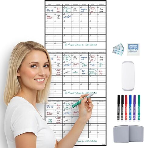 Large Dry Erase Calendar for Wall, 24x36, Large Wall Calendar Dry Erase, Big White Board for Office, Home & School, Giant Erasable Whiteboard, Jumbo Monthly Undated Reusable White Board Planner in Kuwait