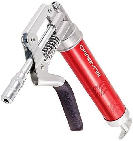 Carbyne Pistol Grip Mini Grease Gun, 3000 PSI, Heavy Duty Professional Quality, Knurled Steel Barrel. 12 inch Heavy Duty Reinforced Flex Hose, 4 inch Rigid Tube & Coupler. 2-Way Loading in Saudi Arabia