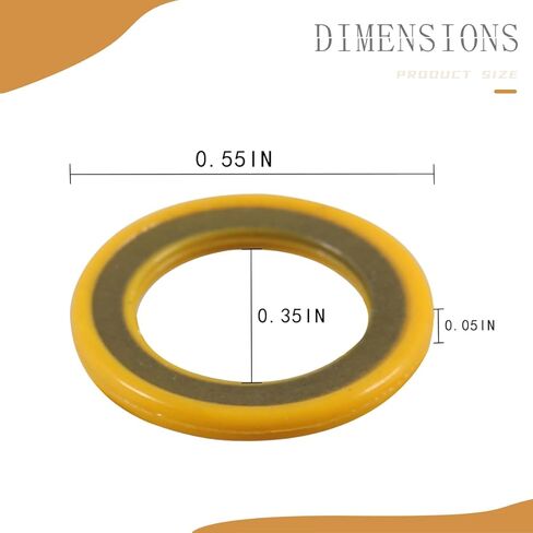 حشوات سدادة تصريف علبة التروس متوافقة مع Mercury Mercruiser Marine استبدال # 26-830749 مجموعة غسالات سدادة تصريف الزيت للوحدة السفلية، 10 قطع باللون الأصفر in Kuwait
