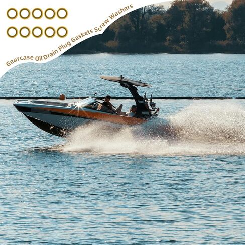 حشوات سدادة تصريف علبة التروس متوافقة مع Mercury Mercruiser Marine استبدال # 26-830749 مجموعة غسالات سدادة تصريف الزيت للوحدة السفلية، 10 قطع باللون الأصفر in Kuwait