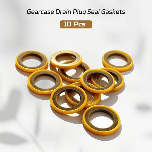 حشوات سدادة تصريف علبة التروس متوافقة مع Mercury Mercruiser Marine استبدال # 26-830749 مجموعة غسالات سدادة تصريف الزيت للوحدة السفلية، 10 قطع باللون الأصفر in Kuwait