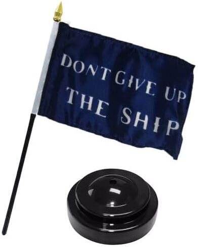 Historical Commodore Perry Don't Give Up The Ship Flag 4"x6" Desk Set Black Base in Saudi Arabia