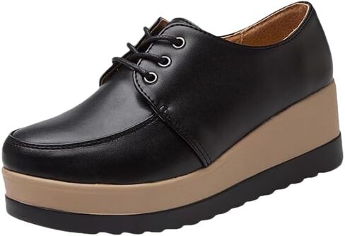Women's Suede Oxford Shoes Classic Lace-Up Loafers Round Toe Comfortable Dress Business School Uniform Casual Platform in Saudi Arabia