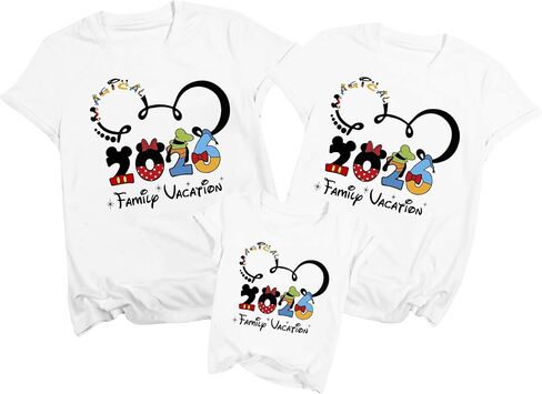 Family Vacation Matching Shirts: Magical 2026 Cartoon Graphic Shirt Family Matching Outfits Funny Summer Trip Tees Tops in Saudi Arabia