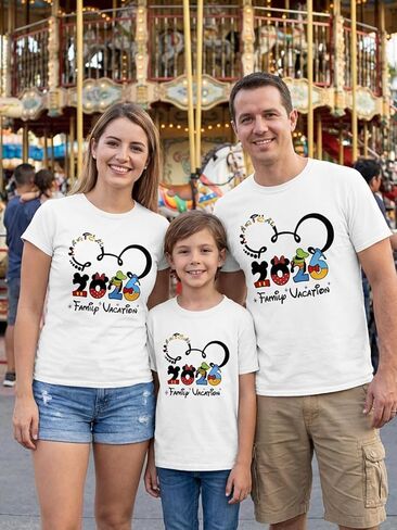 Family Vacation Matching Shirts: Magical 2026 Cartoon Graphic Shirt Family Matching Outfits Funny Summer Trip Tees Tops in Saudi Arabia
