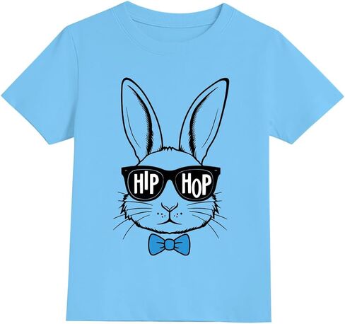 Kids Easter Shirt for Boys Bunny T-Shirts Chilling with My Peeps Tees Toddler Hip Hop Tops Egg Hunts Outfit Size 2-9T in Kuwait