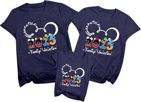 Family Vacation Matching Shirts: Magical 2026 Cartoon Graphic Shirt Family Matching Outfits Funny Summer Trip Tees Tops in Saudi Arabia
