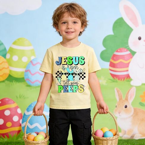 Easter Shirts for Boys Girls Cute Bunny Egg Hunt Tee Tops Toddler Baby Easter Outfit Clothes 2-7T in Saudi Arabia
