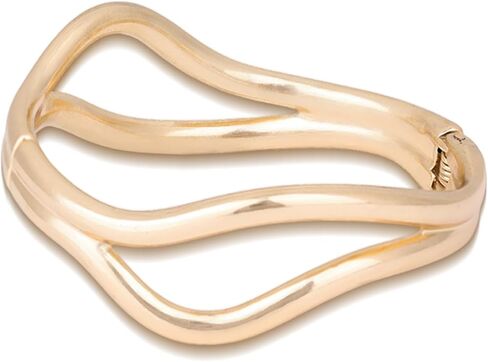 Gold Chunky Bracelet, Stylish Wide Hinged Cuff Bracelet Jewelry Open Metal Bangle for Women in Saudi Arabia