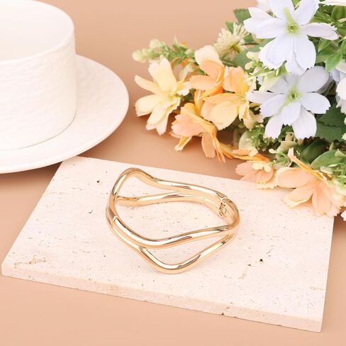 Gold Chunky Bracelet, Stylish Wide Hinged Cuff Bracelet Jewelry Open Metal Bangle for Women in Saudi Arabia