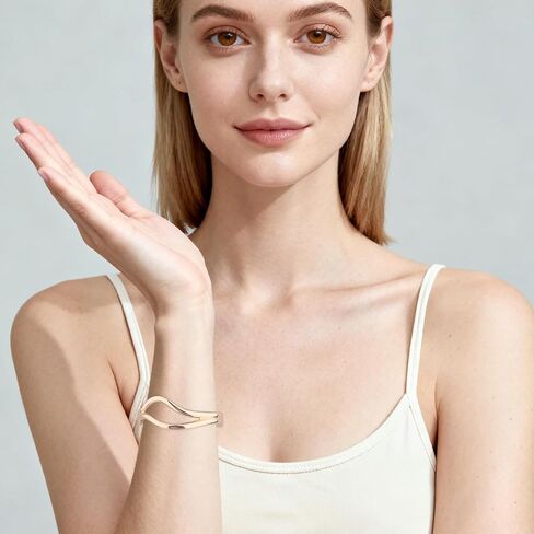 Gold Chunky Bracelet, Stylish Wide Hinged Cuff Bracelet Jewelry Open Metal Bangle for Women in Saudi Arabia