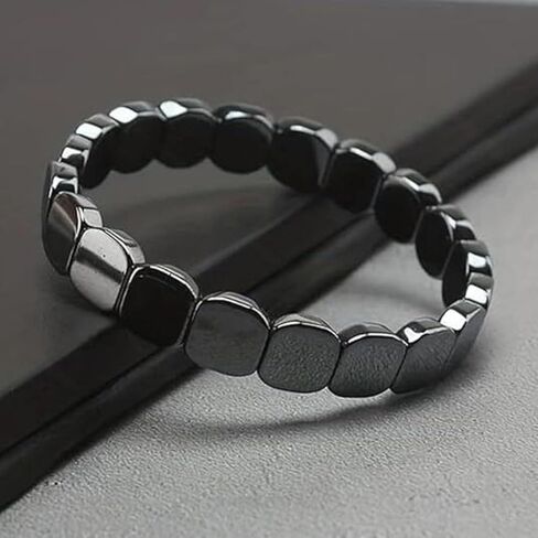 2PCS Hematite Bracelet for Men, Natural Stone Hematite Stretch Bracelet, Black Stretch Beaded Bracelet Gift Jewelry, Reclaim Your Confidence in Saudi Arabia