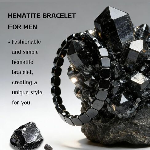 2PCS Hematite Bracelet for Men, Natural Stone Hematite Stretch Bracelet, Black Stretch Beaded Bracelet Gift Jewelry, Reclaim Your Confidence in Saudi Arabia