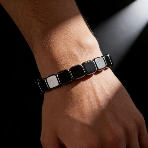 2PCS Hematite Bracelet for Men, Natural Stone Hematite Stretch Bracelet, Black Stretch Beaded Bracelet Gift Jewelry, Reclaim Your Confidence in Saudi Arabia
