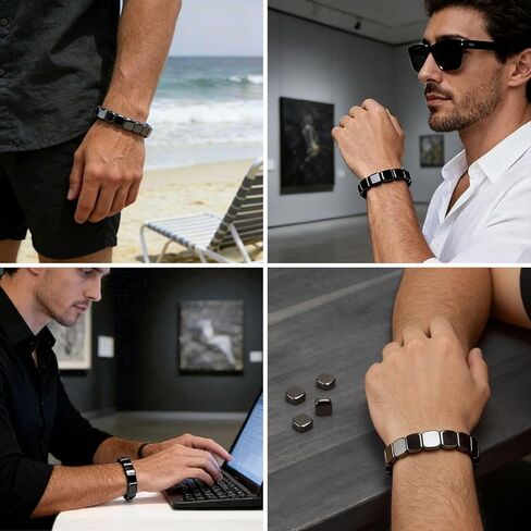 2PCS Hematite Bracelet for Men, Natural Stone Hematite Stretch Bracelet, Black Stretch Beaded Bracelet Gift Jewelry, Reclaim Your Confidence in Saudi Arabia