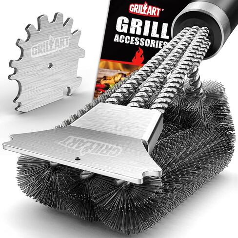 GRILLART Grill Brush and Scraper,18 Inch BBQ Grill Cleaning Brush Kit, Safe Wire Scrubber, Universal Fit BBQ Cleaner Accessories for All Grates in Kuwait