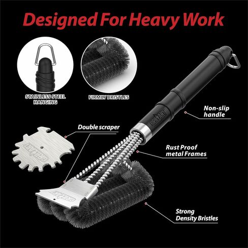 GRILLART Grill Brush and Scraper,18 Inch BBQ Grill Cleaning Brush Kit, Safe Wire Scrubber, Universal Fit BBQ Cleaner Accessories for All Grates in Kuwait