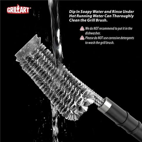 GRILLART Grill Brush and Scraper,18 Inch BBQ Grill Cleaning Brush Kit, Safe Wire Scrubber, Universal Fit BBQ Cleaner Accessories for All Grates in Kuwait
