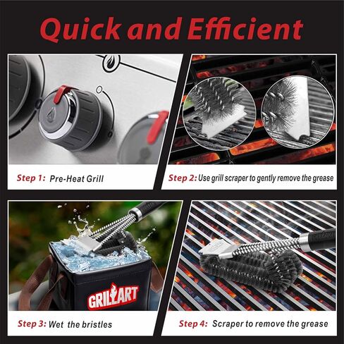 GRILLART Grill Brush and Scraper,18 Inch BBQ Grill Cleaning Brush Kit, Safe Wire Scrubber, Universal Fit BBQ Cleaner Accessories for All Grates in Kuwait