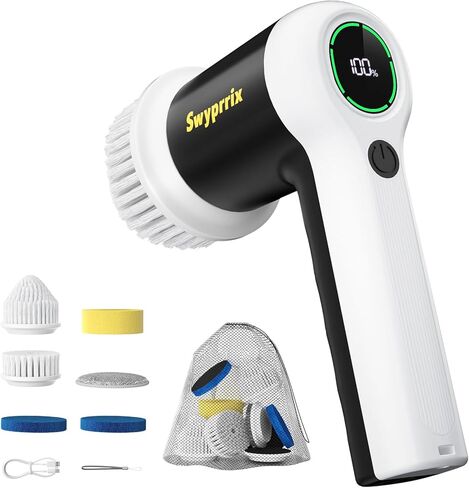 Electric Bathroom Cleaning Brush, Cordless Spin Scrubber Full Body Waterproof IPX7 with Adjustable Handle, 8 Replaceable Brush Heads for Bathtub/Kitchen/Window/Home -SD-CTB01 in Kuwait