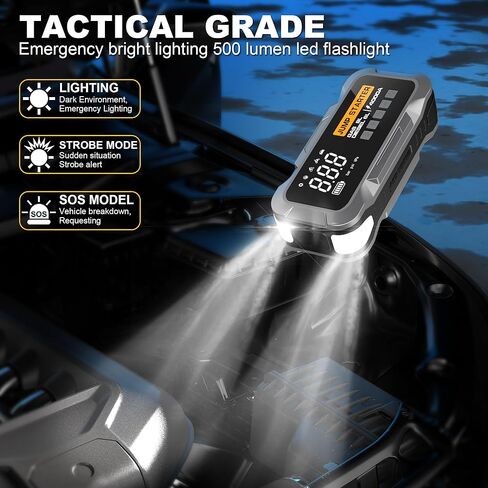 Car Jump Starter with 150PSI Tire Inflator – Portable Emergency Battery Booster and 22 Cylinders Air Compressor for Cars, Trucks, Motorcycles, Bikes & More in Saudi Arabia