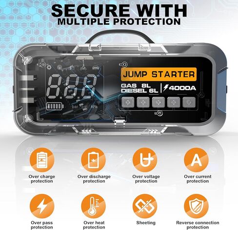 Car Jump Starter with 150PSI Tire Inflator – Portable Emergency Battery Booster and 22 Cylinders Air Compressor for Cars, Trucks, Motorcycles, Bikes & More in Saudi Arabia