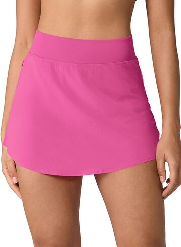 شورت جري للنساء مع تنورة عالية الخصر مع جيب بسحاب واحد للتمرين الرياضي سريع الجفاف in Kuwait