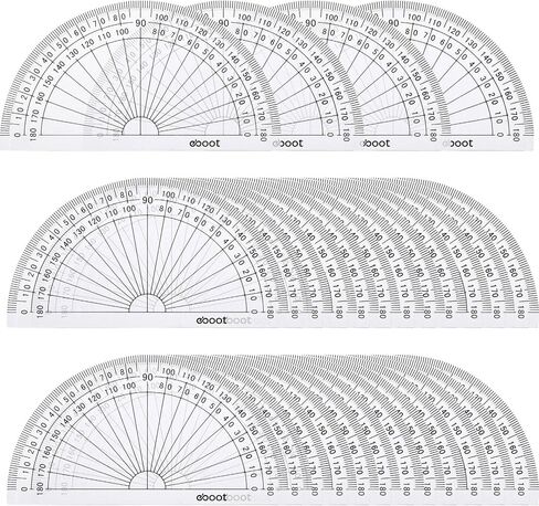 eBoot 28 Pack Clear 180 Degree Plastic Protractors for Angle Measurement, 10 cm in Kuwait