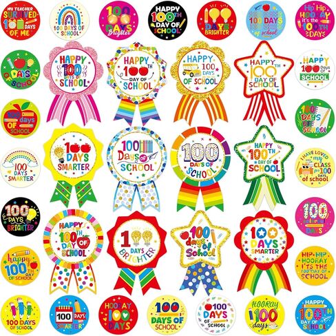 Ceiba Tree 100 Days of School Stickers 100th Day Smarter Badge Sticker Teacher Motivational Reward Stickers for Kids Kindergarten in Saudi Arabia