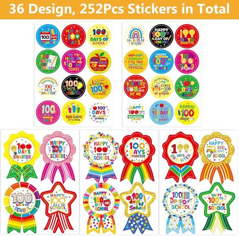 Ceiba Tree 100 Days of School Stickers 100th Day Smarter Badge Sticker Teacher Motivational Reward Stickers for Kids Kindergarten in Saudi Arabia