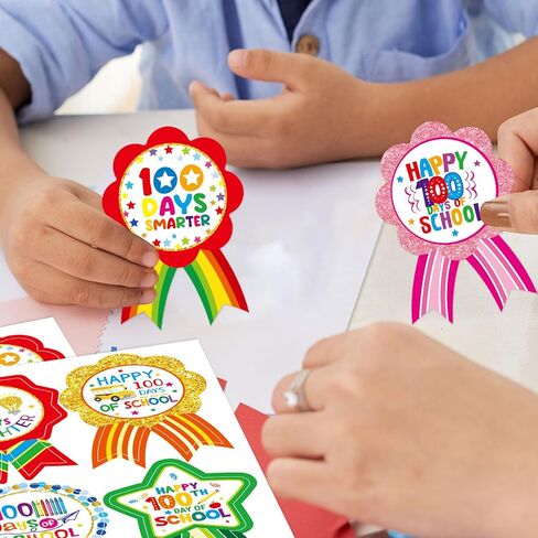 Ceiba Tree 100 Days of School Stickers 100th Day Smarter Badge Sticker Teacher Motivational Reward Stickers for Kids Kindergarten in Saudi Arabia