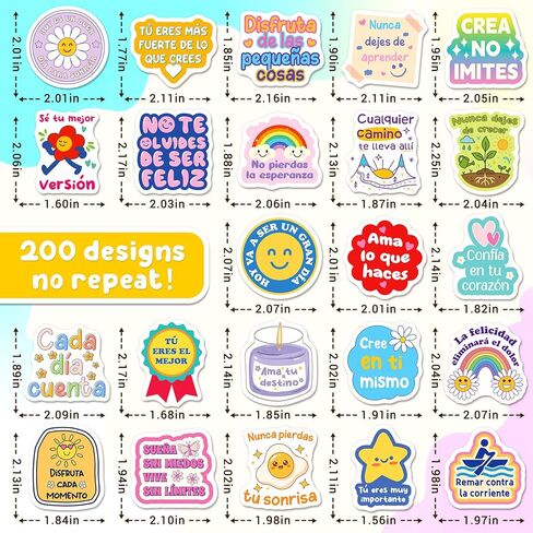 200PCS Spanish Motivational Stickers for Students Teachers Adults, Inspirational Positive Affirmation Quote Stickers for Spanish Class Rewards Vision Board Scrapbook in Kuwait